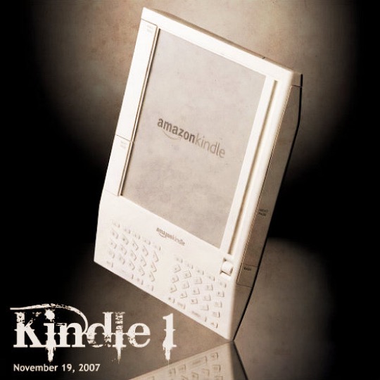Ebook nostalgy retro images of early Kindle devices