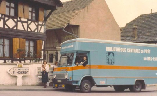 A mobile library point of the Bas-Rhin Public Library, France, early 1970s