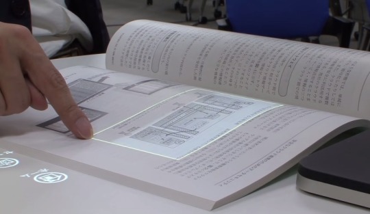 Fujitsu touchscreen interface for real books