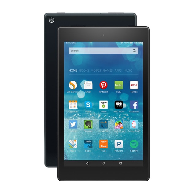 Amazon Fire HD 8 – front and back – Ebook Friendly