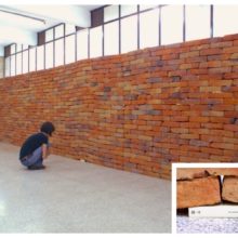 A single book deforms the entire wall of bricks - a stunning book installation by Jorge Méndez Blake