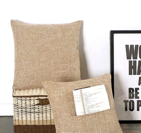 Pillow with book pocket - best gift ideas for a bookish mom