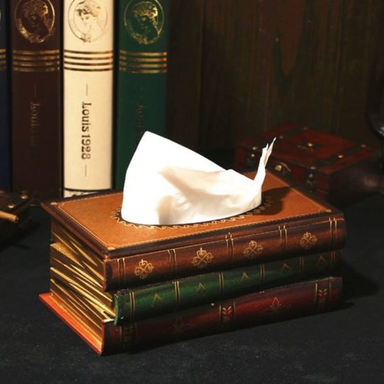 Tissue holder that looks like antique books - gifts for mother ideas and accessories
