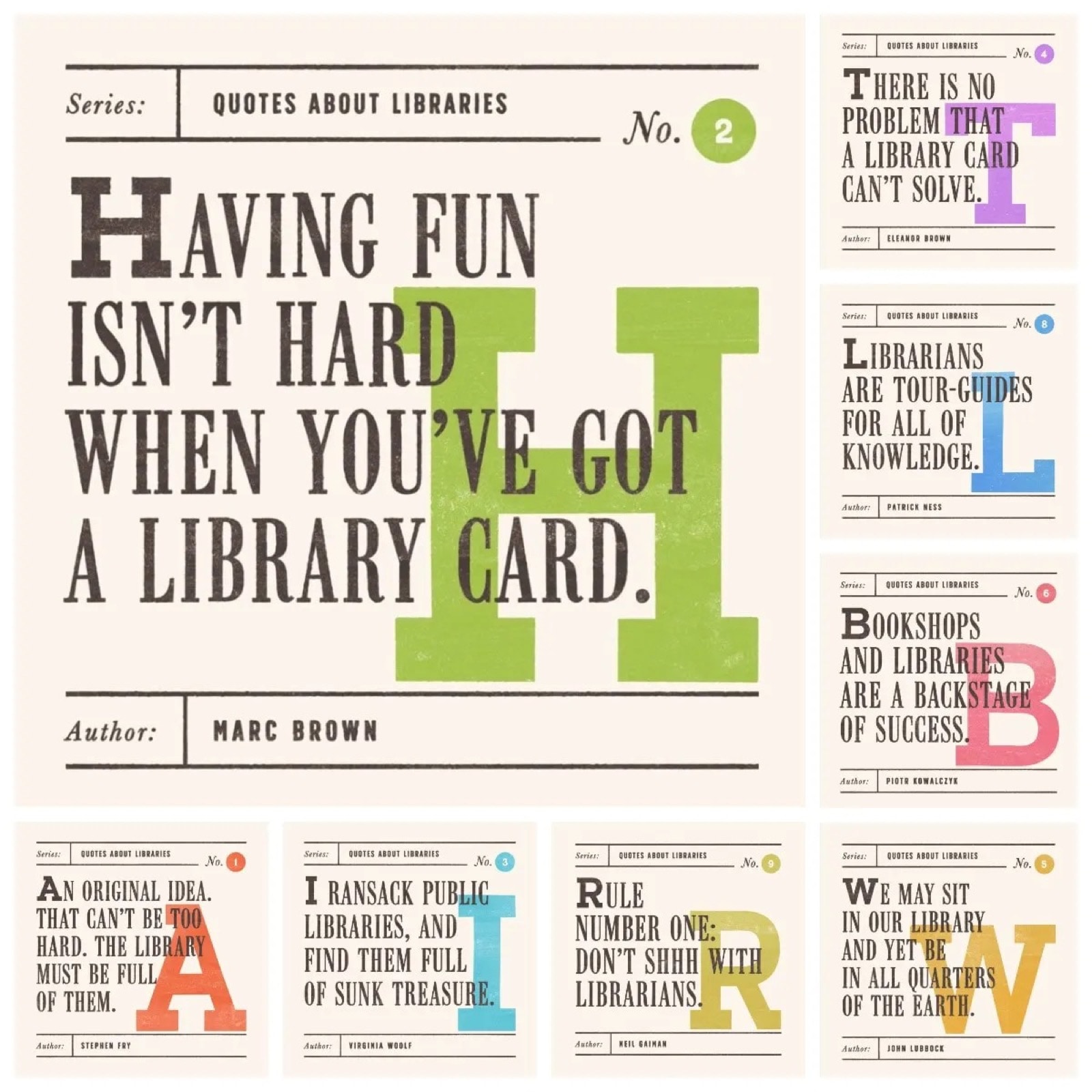 8 classic posters with quotes about libraries and librarians